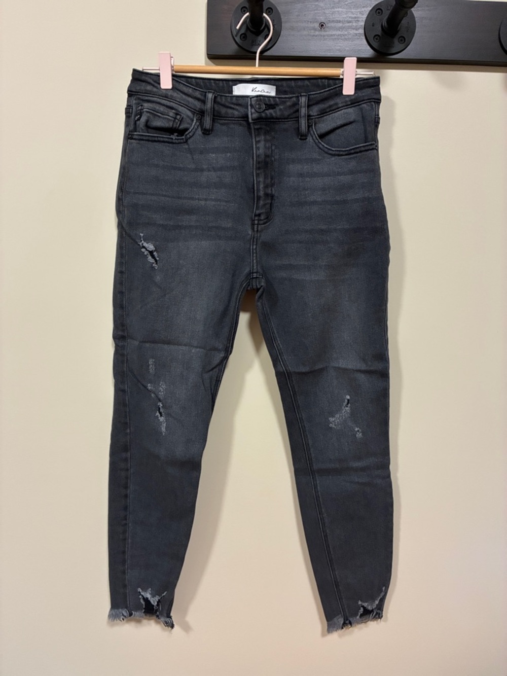 KanCan Black Washed Distressed Ankle Skinny Jeans size 11